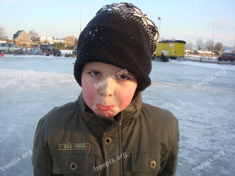 Boy Tired Hat Sad Ice