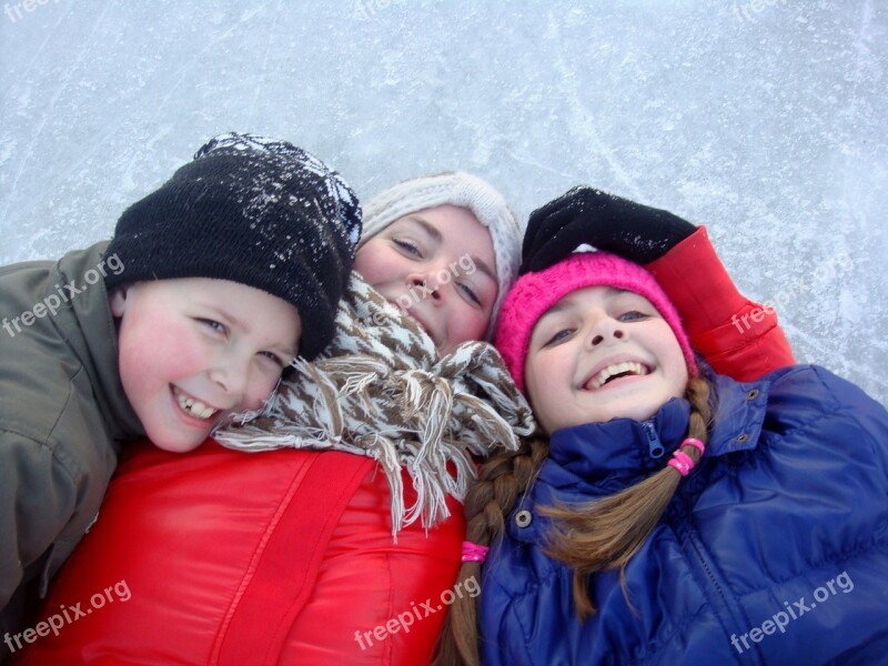 Ice Skating Fun Are Hat Together