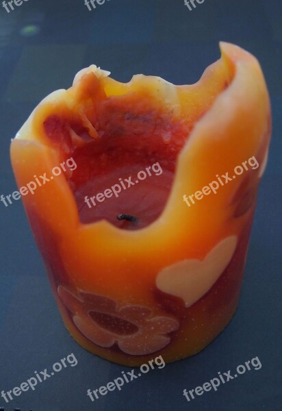 Candle Wax Heart Orange Free Photos