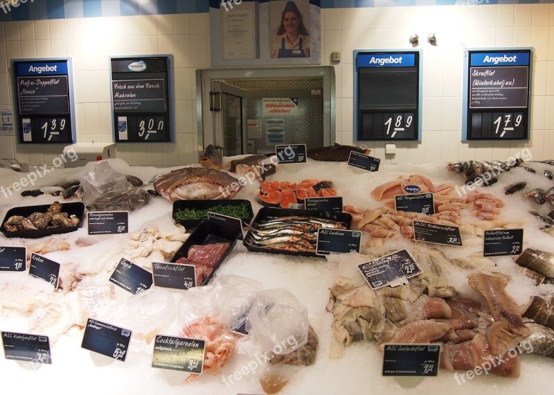 Fish Fish Counter Supermarket Market Buy