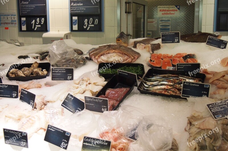 Fish Fish Counter Supermarket Market Buy