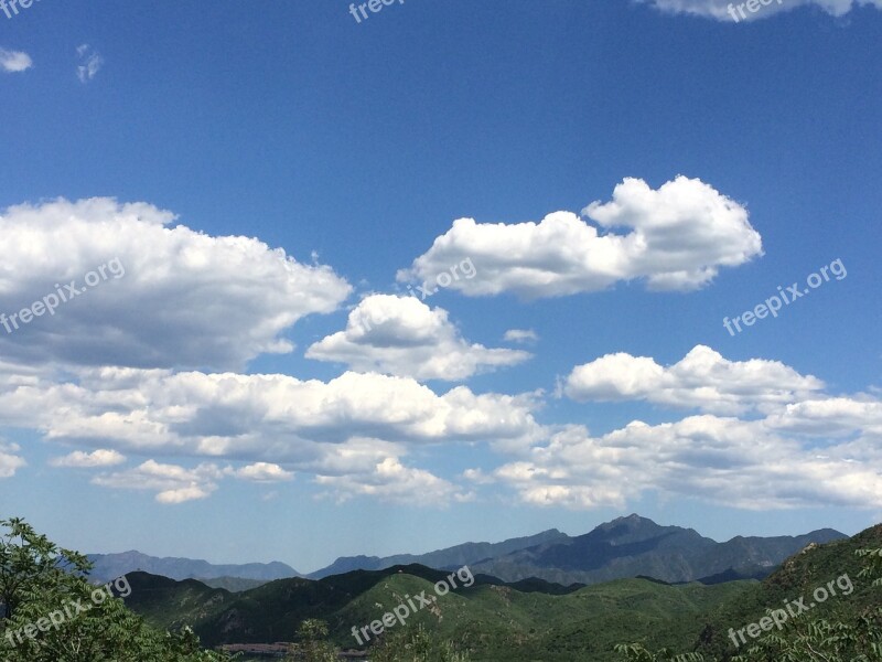 Blue Sky And White Clouds Mountain The Scenery Free Photos