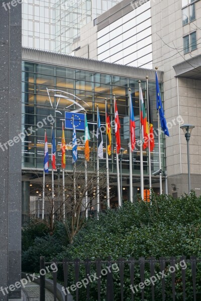 Eu Brussels Parliament Flags Europe