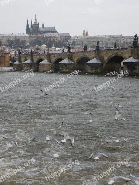 Prague Charles Bridge River Vltava Prague Castle