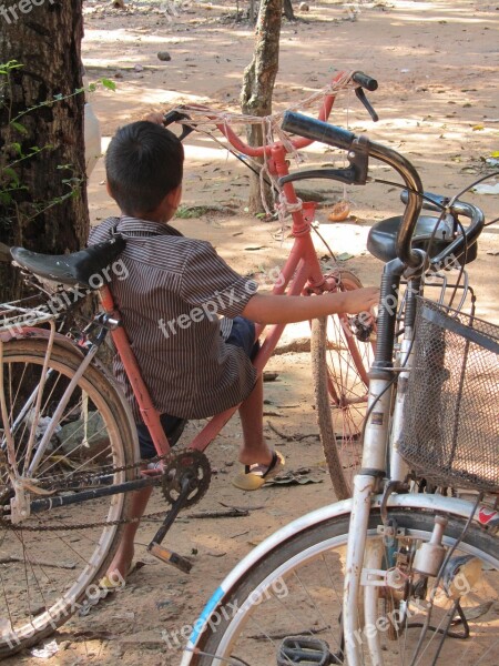 Cambodia Child Bicycle Free Photos