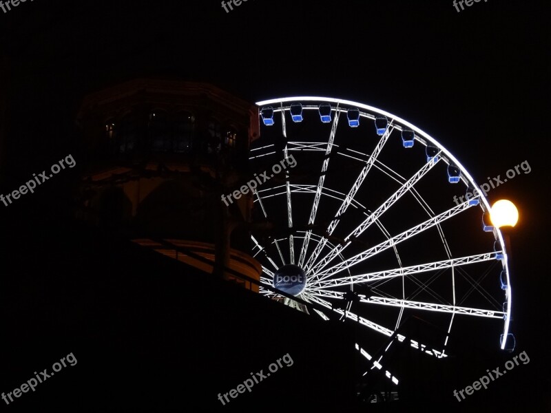 Ferris Wheel Düsseldorf Night Hustle And Bustle Folk Festival