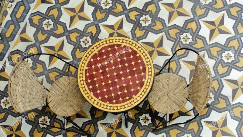 Table Chair Mosaic Seat Morocco