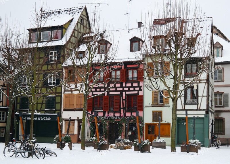 Strasbourg France The Old City Snow Winter