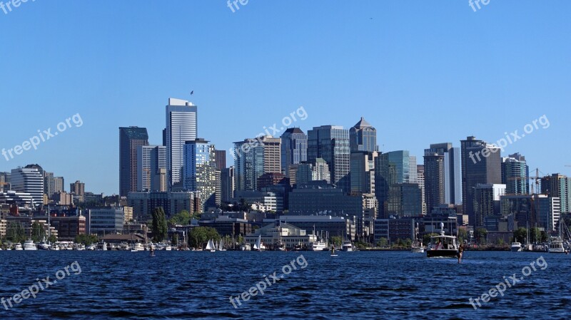 Seattle Skyline Lake Union Washington Free Photos