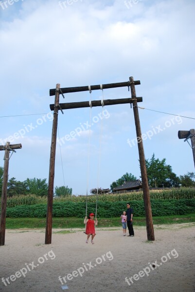 Swing Korean Traditional Hahoe Village Free Photos