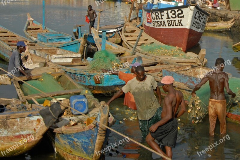 Ghana Port Fishing Boat Fisherman Elmina