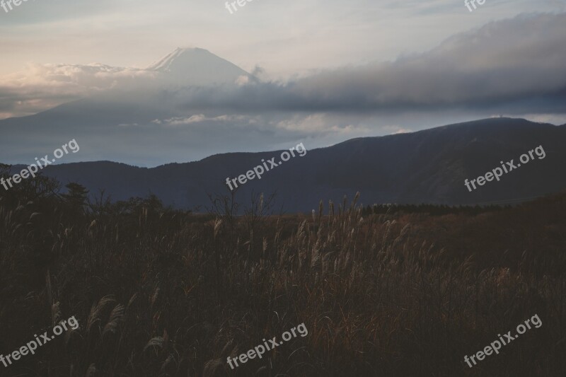 Landscape Mountains Volcano Clouds Calm