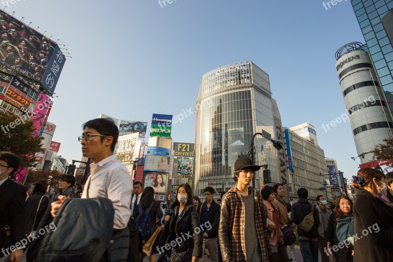 Downtown Busy Crowded People Moving