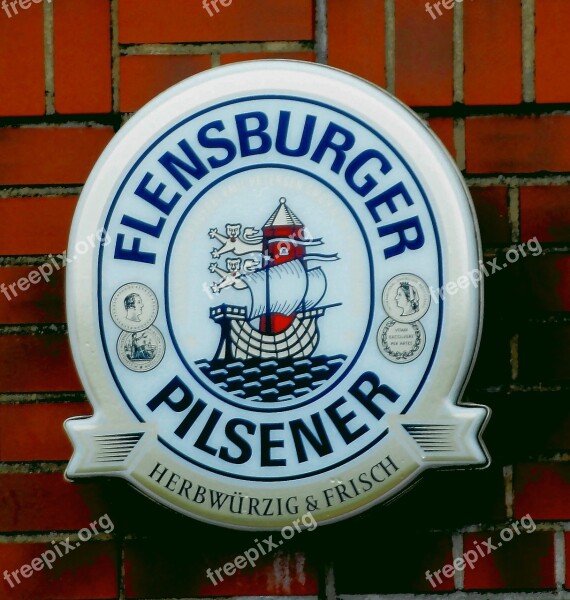 Beer Shield Advertising Flensburger Pilsener Advertising Sign