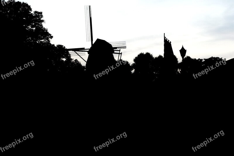 Windmill Zons Niederrhein Silhouette City