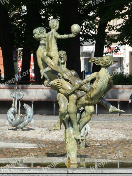 Rostock Mecklenburg Western Pomerania State Capital Fountain Sculpture