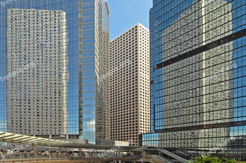 Hong Kong Skyscrapers Mirroring Architecture Free Photos