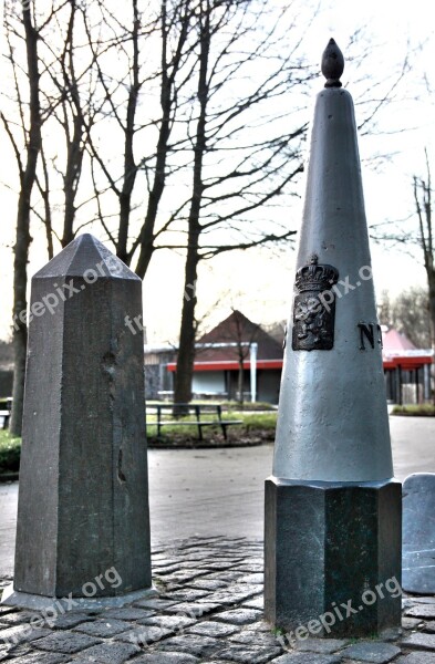 Landmark Stone Milestone Border Dreiländereck