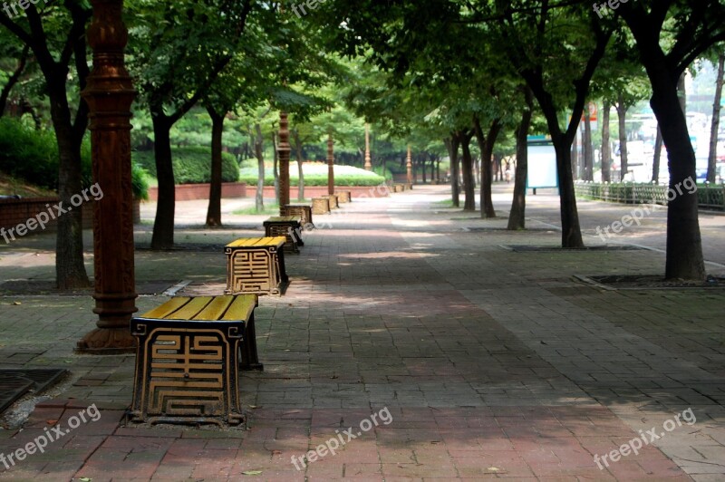 Asia South Korea Seoul Street Bench