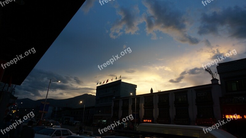 Tibet Silhouette Sunset Free Photos