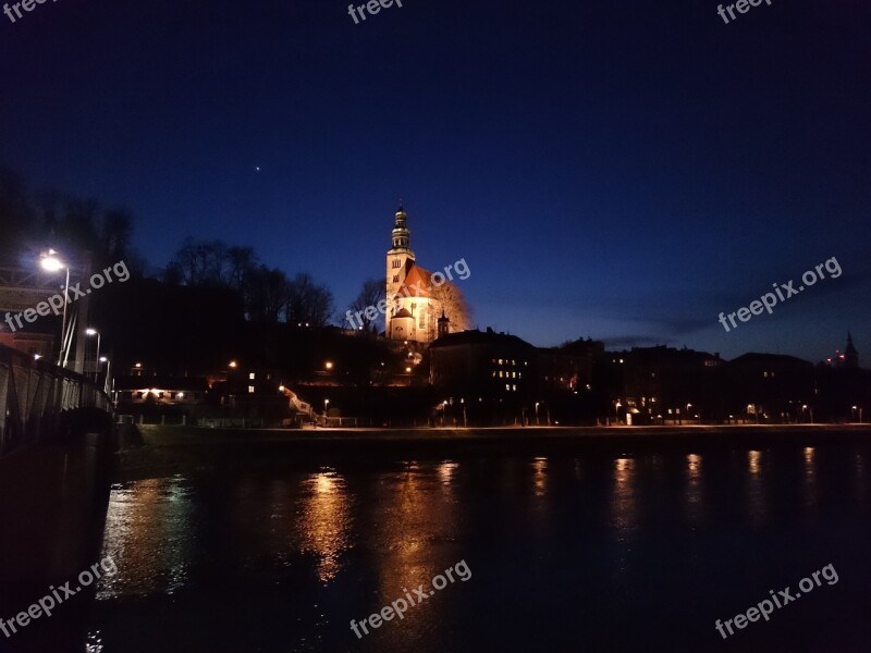 Salzburg Austria Evening Müllner Church Salzach