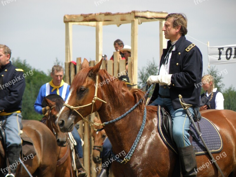 Battle Re-enactment Cowboy Cavalry Horses Western