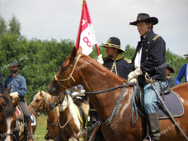 Battle Re-enactment Cowboy Cavalry Horses Western