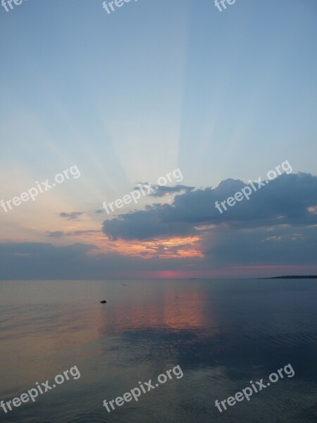 Sunset Sea Sunrays Sky Roopa Peninsula