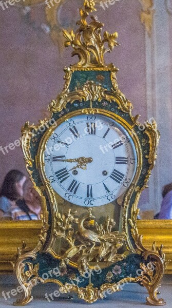 Clock Grandfather Clock Time Golden Table Clock