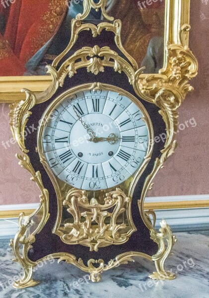 Clock Grandfather Clock Time Golden Table Clock