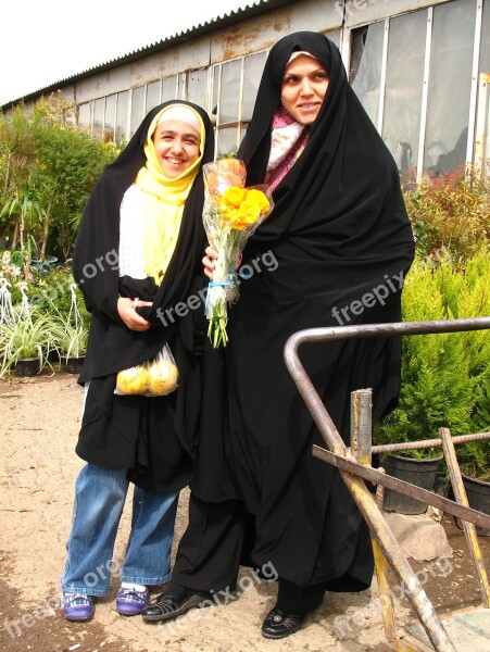 Mother Daughter Spring Flower Smiling