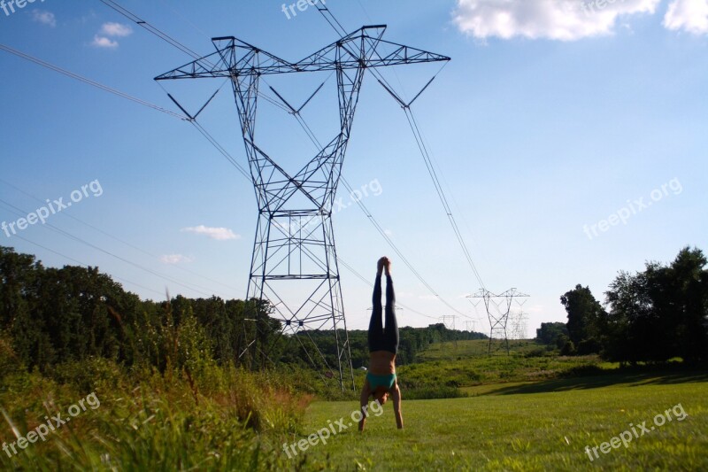 Yoga Power Handstand Girl Health