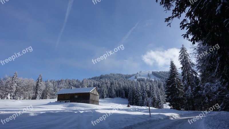 Winter Ski Lodge Snow Sun Hut