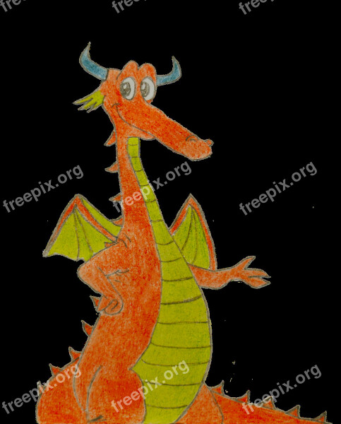 Dragon Draw Drawing Orange Red