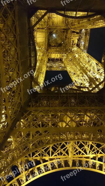 Paris Eiffel Tower Evening Lit Free Photos