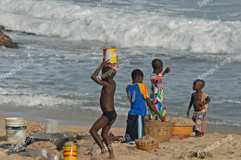 Ghana Children Surf Sea Water