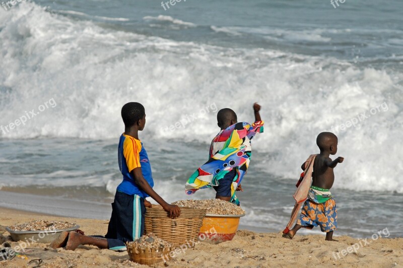 Ghana Children Surf Sea Water