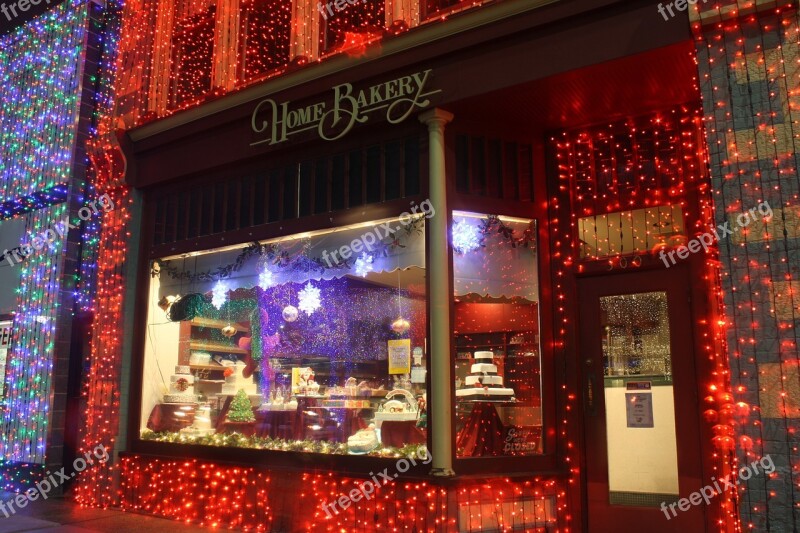 Christmas Winter Lights Bakery Shop