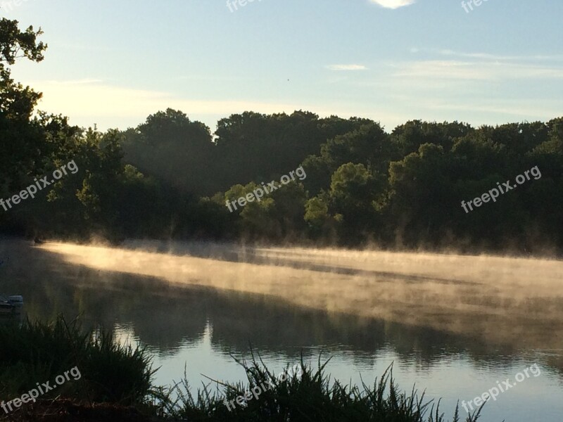 Foggy Lake Nature Landscape Morning