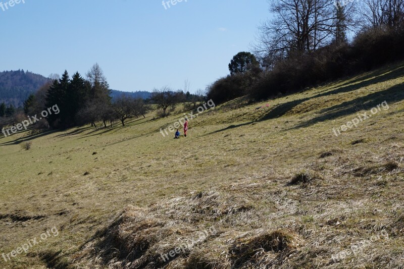 Meadow Children Play Field Nature