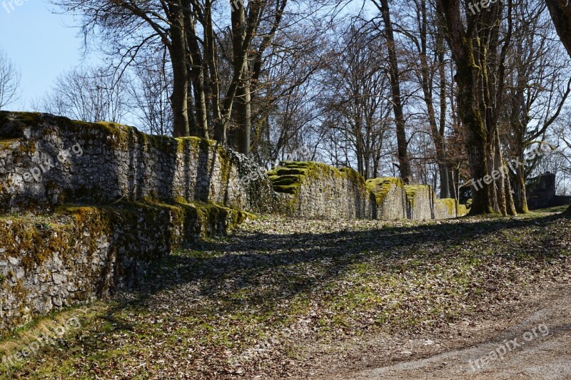 Ruin Wall Park Castle Honing Mountain