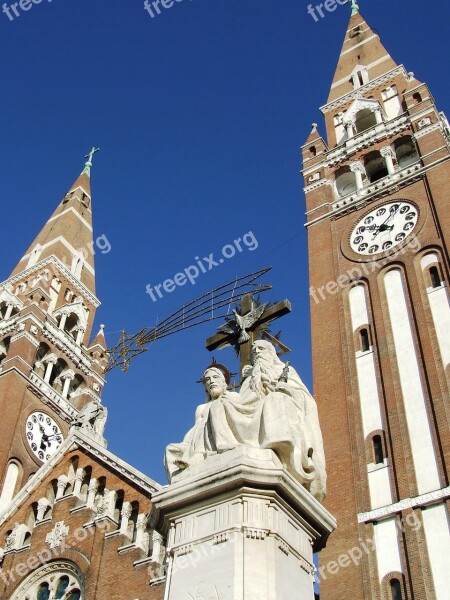 Szeged Hungary Szeged Cathedral Votive Church Church Blue Sky