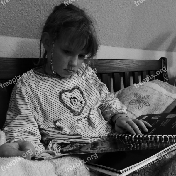 Child Read Rest Silent Black And White