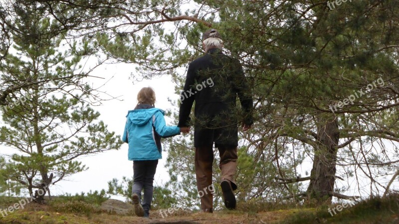 Walk Family Father Child Nature