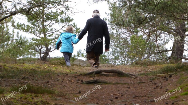 Walk Family Father Child Nature