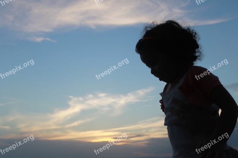 Child Silhouette Sunset Salvador Chiaroscuro