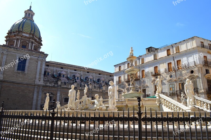 Palermo Sicily Fontana Fontan Pretoria Monument