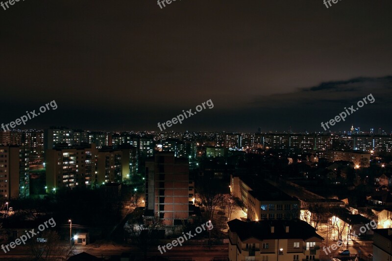 Warsaw Poland City Panorama Night