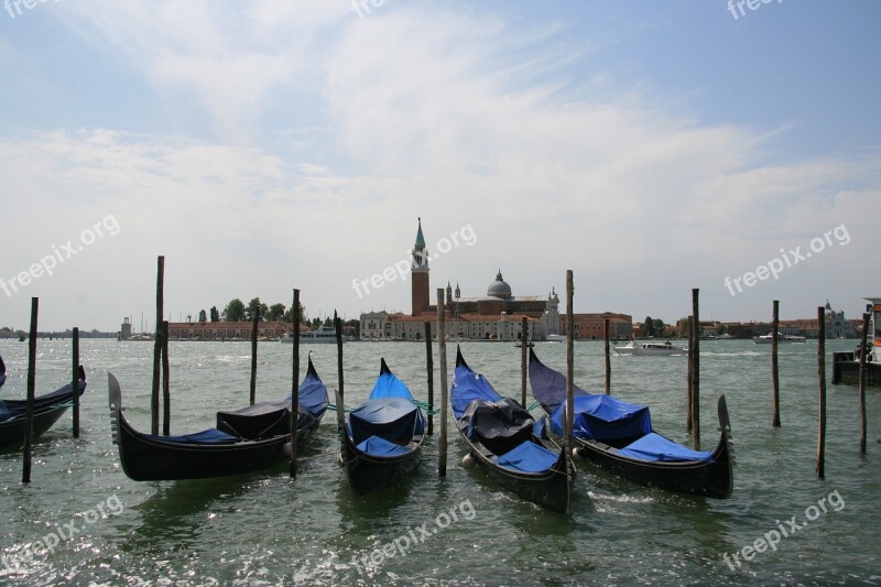 Venice Gondolas Blue Boating Italy