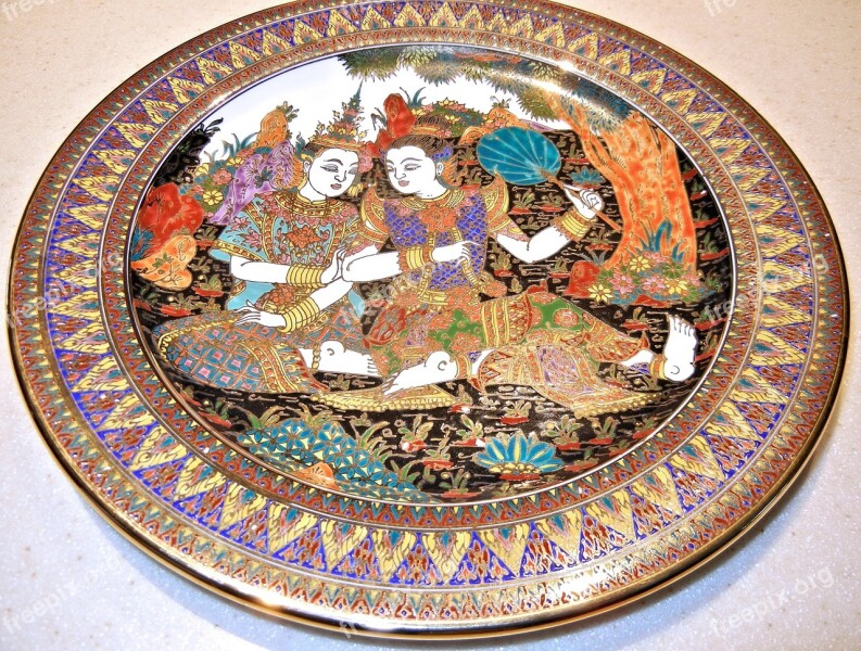 Hand Painted Thailand Plate Art Free Photos